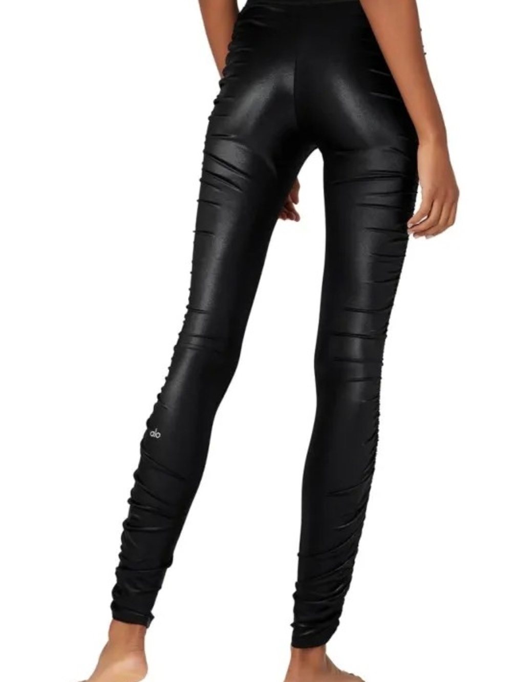 ALO Yoga High-Rise Cinched Leggings - Shiny Black